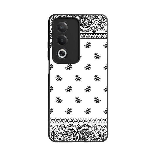 Paisley White back phone cover | glass case for oppo a3 pro