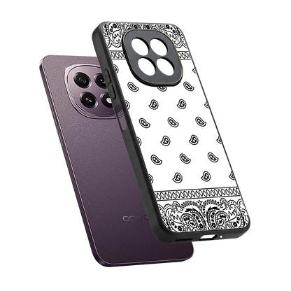 Paisley White sleek oppo f29 5g cover with tempered glass back and TPU edges