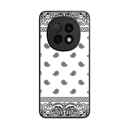 Paisley White back phone cover | glass case for oppo f29 pro 5g