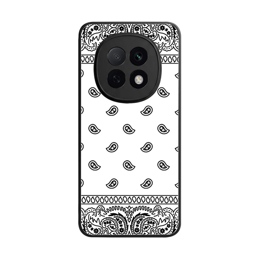 Paisley White back phone cover | glass case for oppo f29 pro 5g