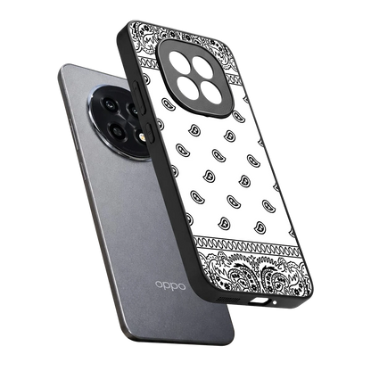 Paisley White sleek oppo f29 pro 5g cover with tempered glass back and TPU edges