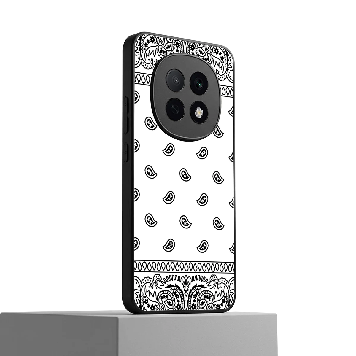 Paisley White oppo f29 pro 5g mobile cover | shockproof glass phone case