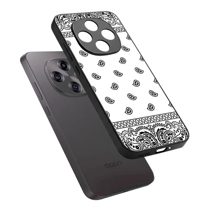 Paisley White sleek oppo f31 pro 5g cover with tempered glass back and TPU edges
