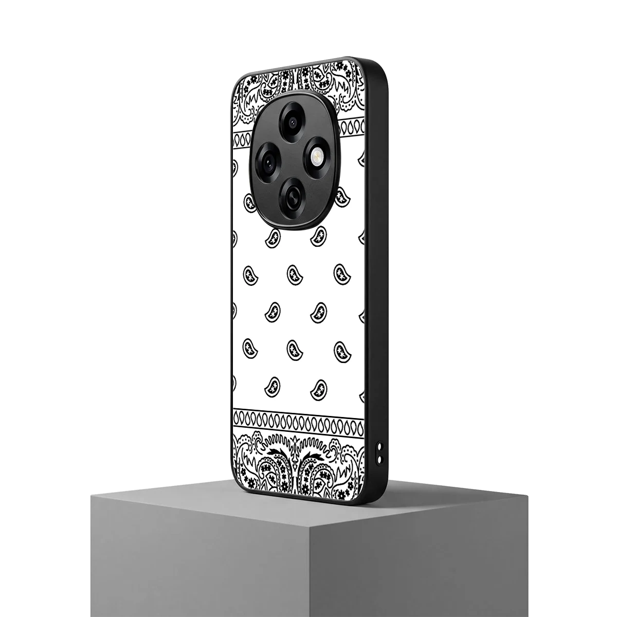 Paisley White oppo f31 pro 5g mobile cover | shockproof glass phone case
