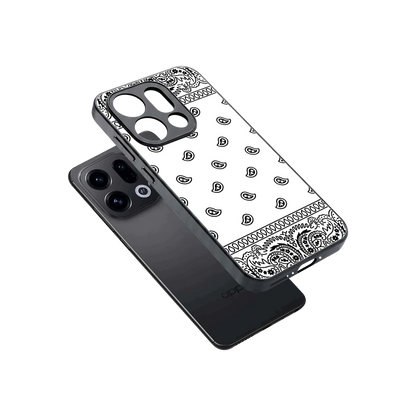 Paisley White sleek oppo find x9 cover with tempered glass back and TPU edges
