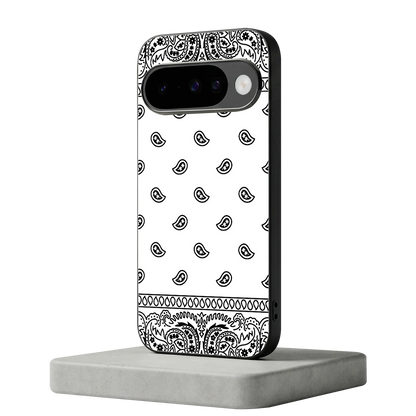Paisley White google pixel 10 mobile cover | shockproof glass phone case