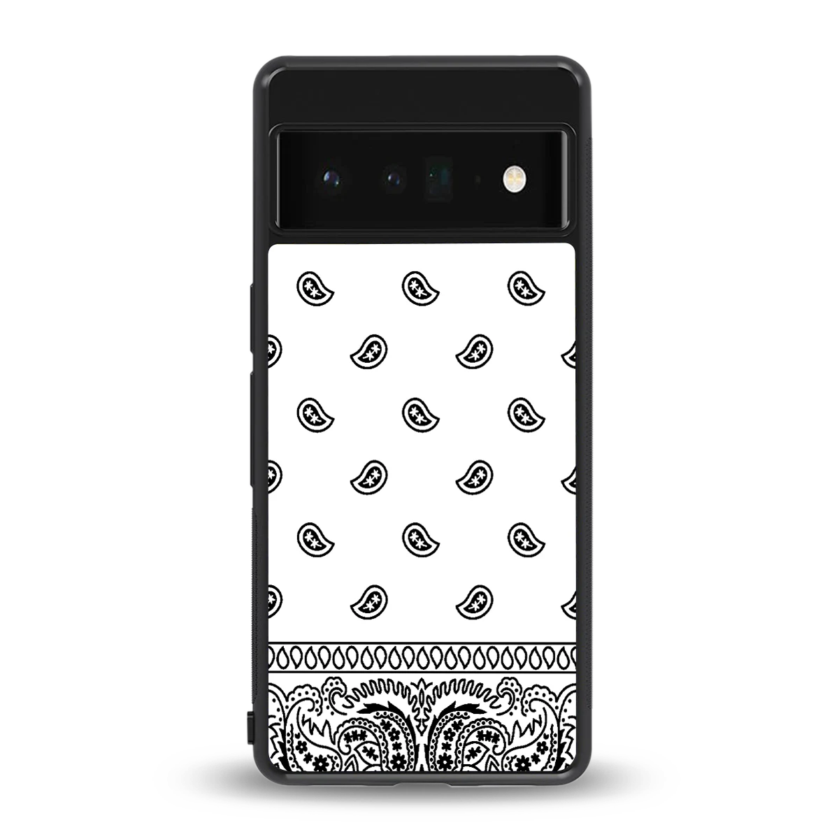 Paisley White back phone cover | glass case for google pixel 6 pro