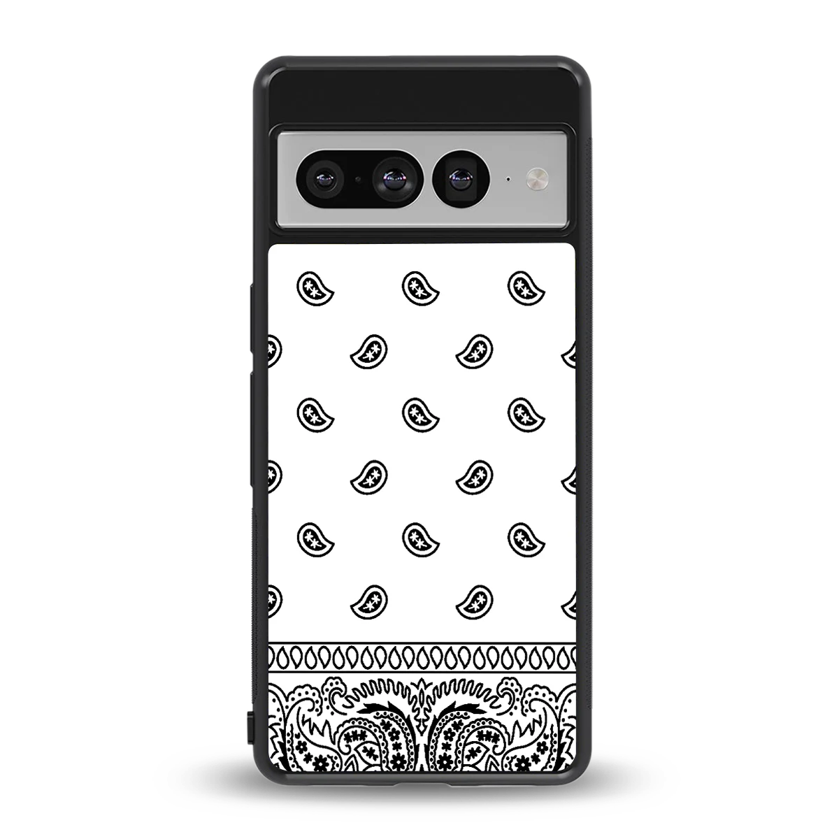 Paisley White back phone cover | glass case for google pixel 7 pro