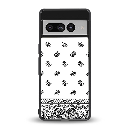 Paisley White back phone cover | glass case for google pixel 7 pro
