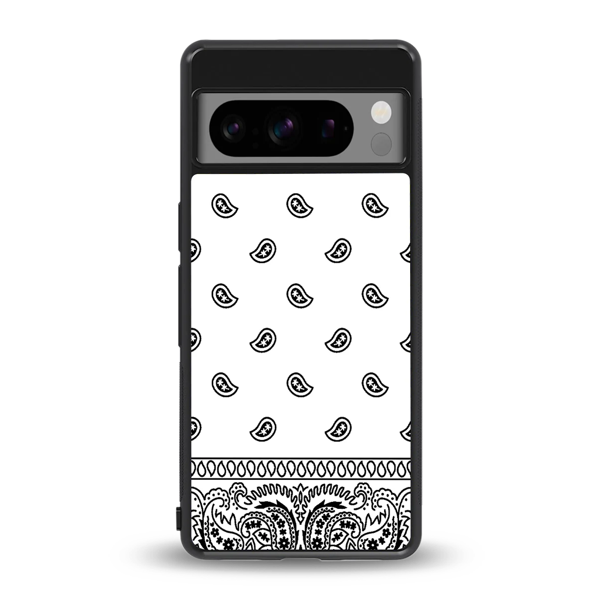 Paisley White back phone cover | glass case for google pixel 8 pro
