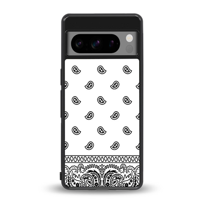 Paisley White back phone cover | glass case for google pixel 8 pro