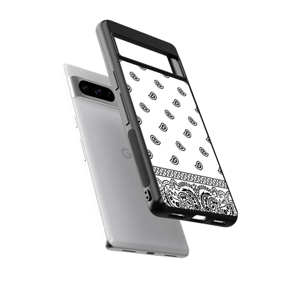 Paisley White sleek google pixel 8 pro cover with tempered glass back and TPU edges
