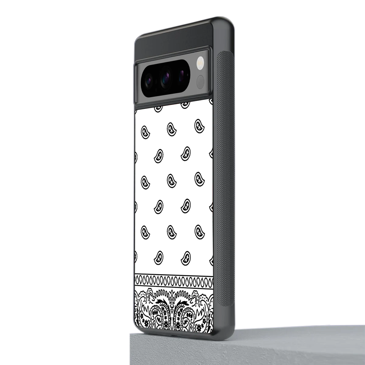 Paisley White stylish phone case for google pixel 8 pro | glossy glass and slim fit