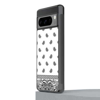 Paisley White stylish phone case for google pixel 8 pro | glossy glass and slim fit