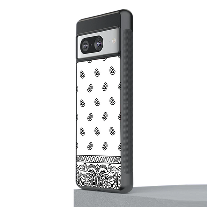 Paisley White stylish phone case for google pixel 8 | glossy glass and slim fit