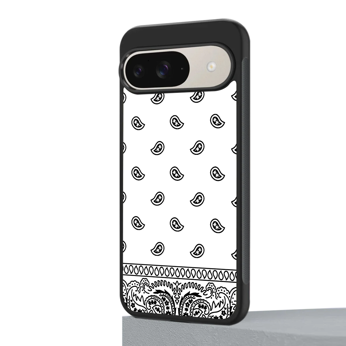 Paisley White google pixel 9 mobile cover | shockproof glass phone case