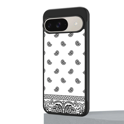 Paisley White google pixel 9 mobile cover | shockproof glass phone case