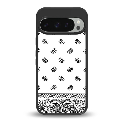 Paisley White back phone cover | glass case for google pixel 9 pro