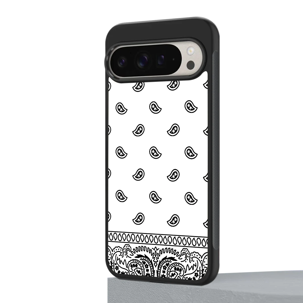 Paisley White google pixel 9 pro mobile cover | shockproof glass phone case