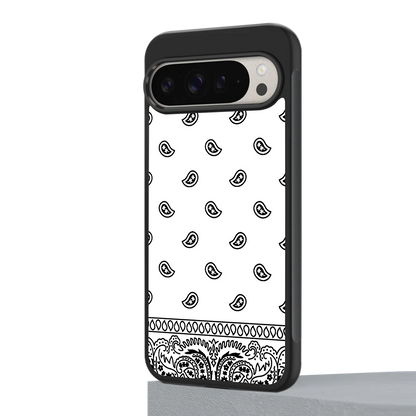 Paisley White google pixel 9 pro xl mobile cover | shockproof glass phone case