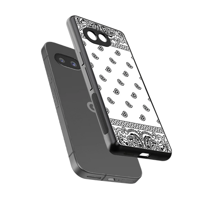 Paisley White sleek google pixel 9a cover with tempered glass back and TPU edges