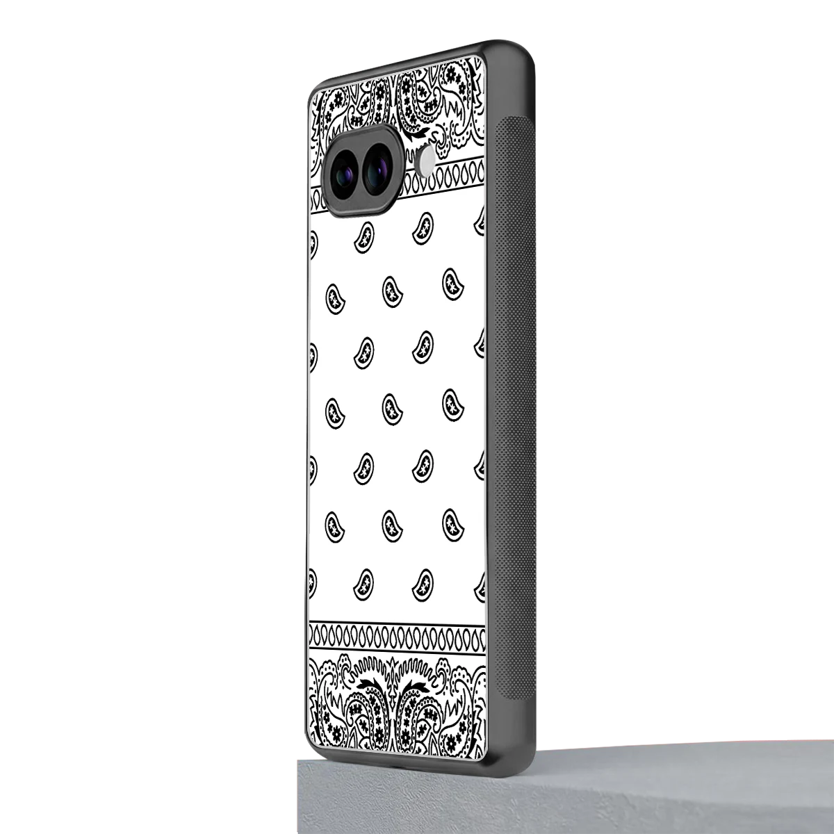Paisley White google pixel 9a mobile cover | shockproof glass phone case