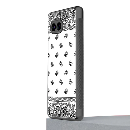 Paisley White google pixel 9a mobile cover | shockproof glass phone case