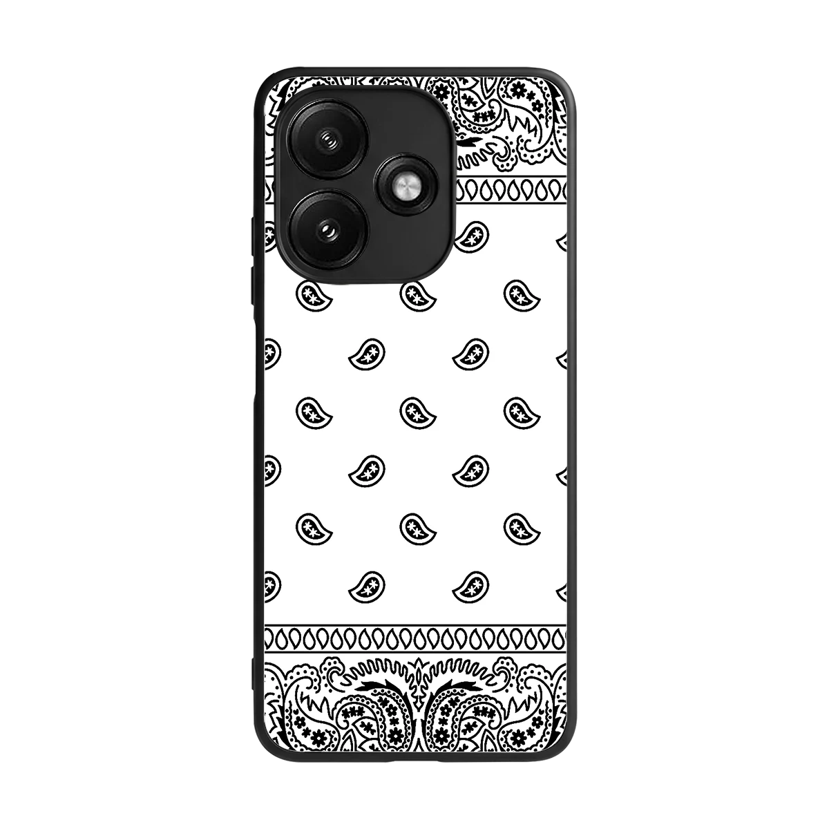 Paisley White back phone cover | glass case for redmi 12 5g