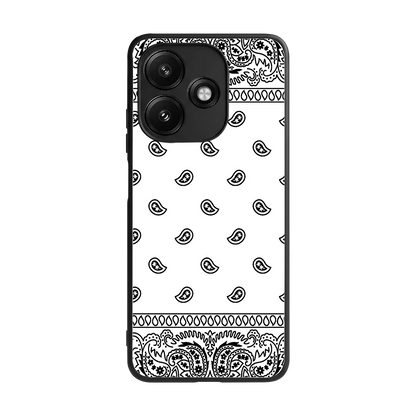 Paisley White back phone cover | glass case for redmi 12 5g