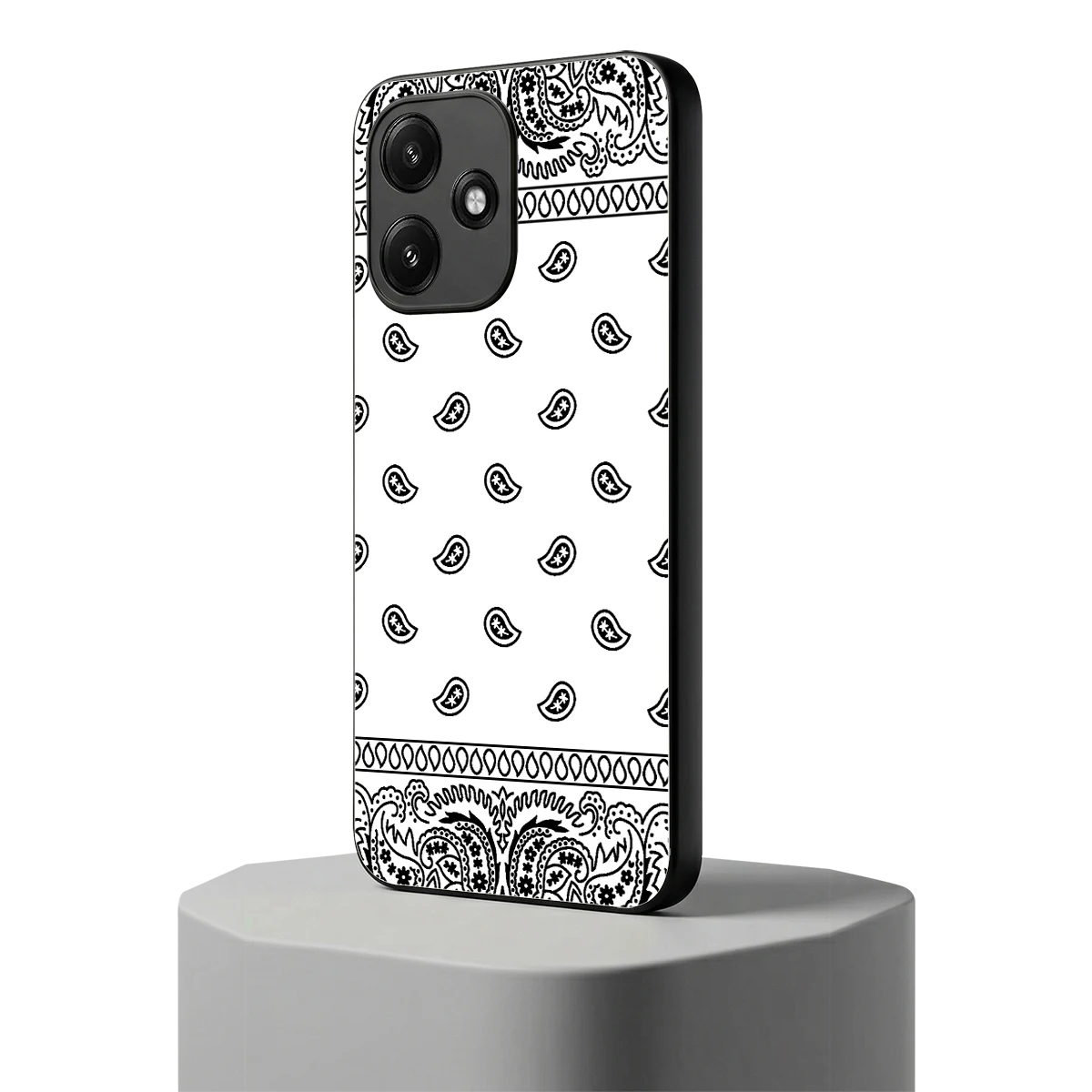 Paisley White redmi 12 5g mobile cover | shockproof glass phone case