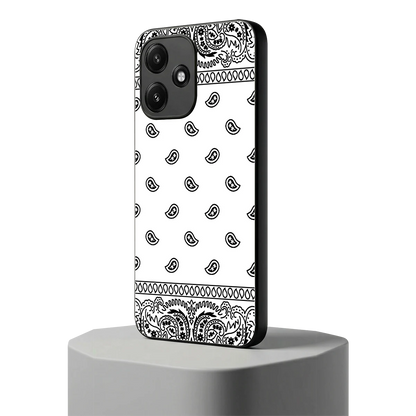 Paisley White redmi 12 5g mobile cover | shockproof glass phone case