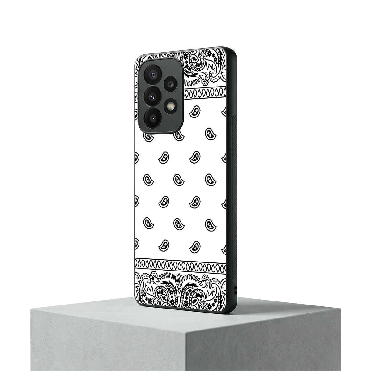 Paisley White samsung galaxy a23 mobile cover | shockproof glass phone case