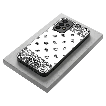 Paisley White stylish phone case for samsung galaxy a23 | glossy glass and slim fit