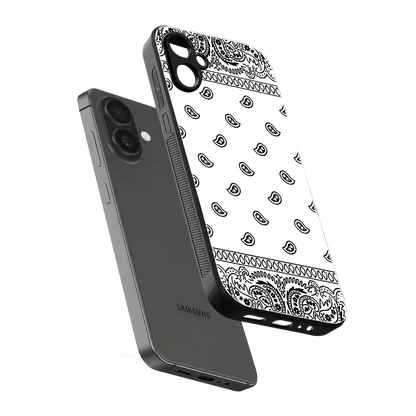 Paisley White sleek samsung galaxy a06 5g cover with tempered glass back and TPU edges