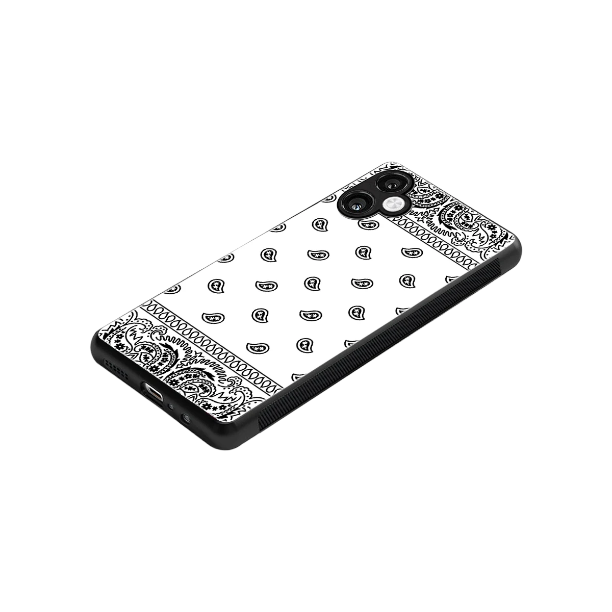 Paisley White stylish phone case for samsung galaxy a06 5g | glossy glass and slim fit