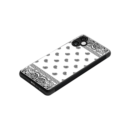 Paisley White stylish phone case for samsung galaxy a06 5g | glossy glass and slim fit