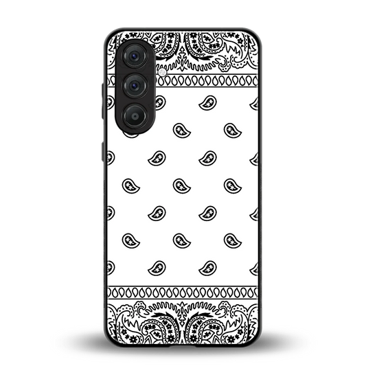 Paisley White back phone cover | glass case for samsung galaxy m36 5g