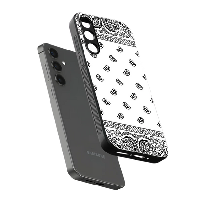 Paisley White sleek samsung galaxy a14 5g cover with tempered glass back and TPU edges