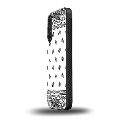 Paisley White samsung galaxy m36 5g mobile cover | shockproof glass phone case