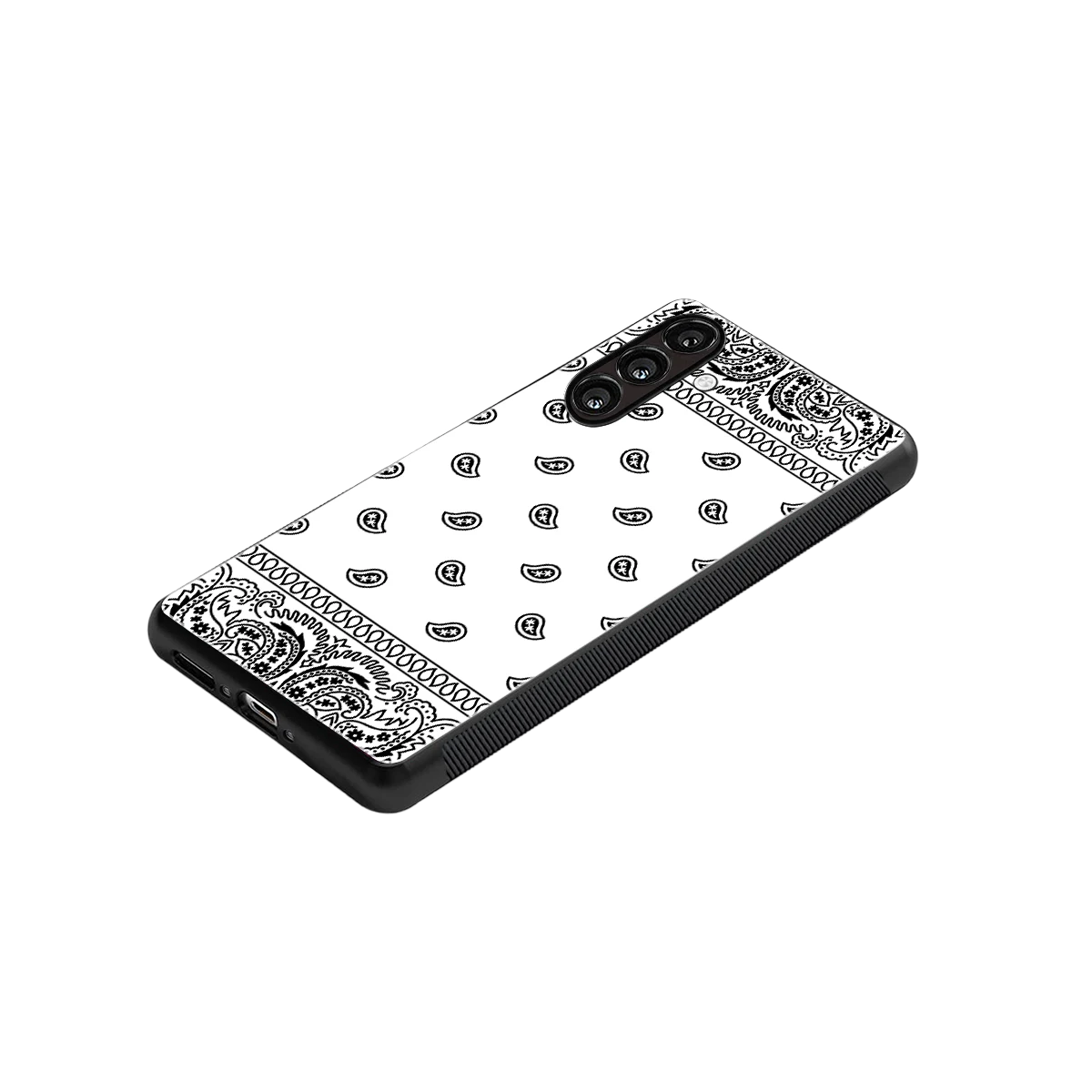 Paisley White stylish phone case for samsung galaxy m36 5g | glossy glass and slim fit