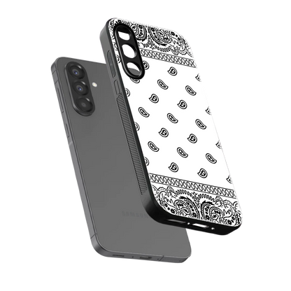 Paisley White sleek samsung galaxy a36 5g cover with tempered glass back and TPU edges