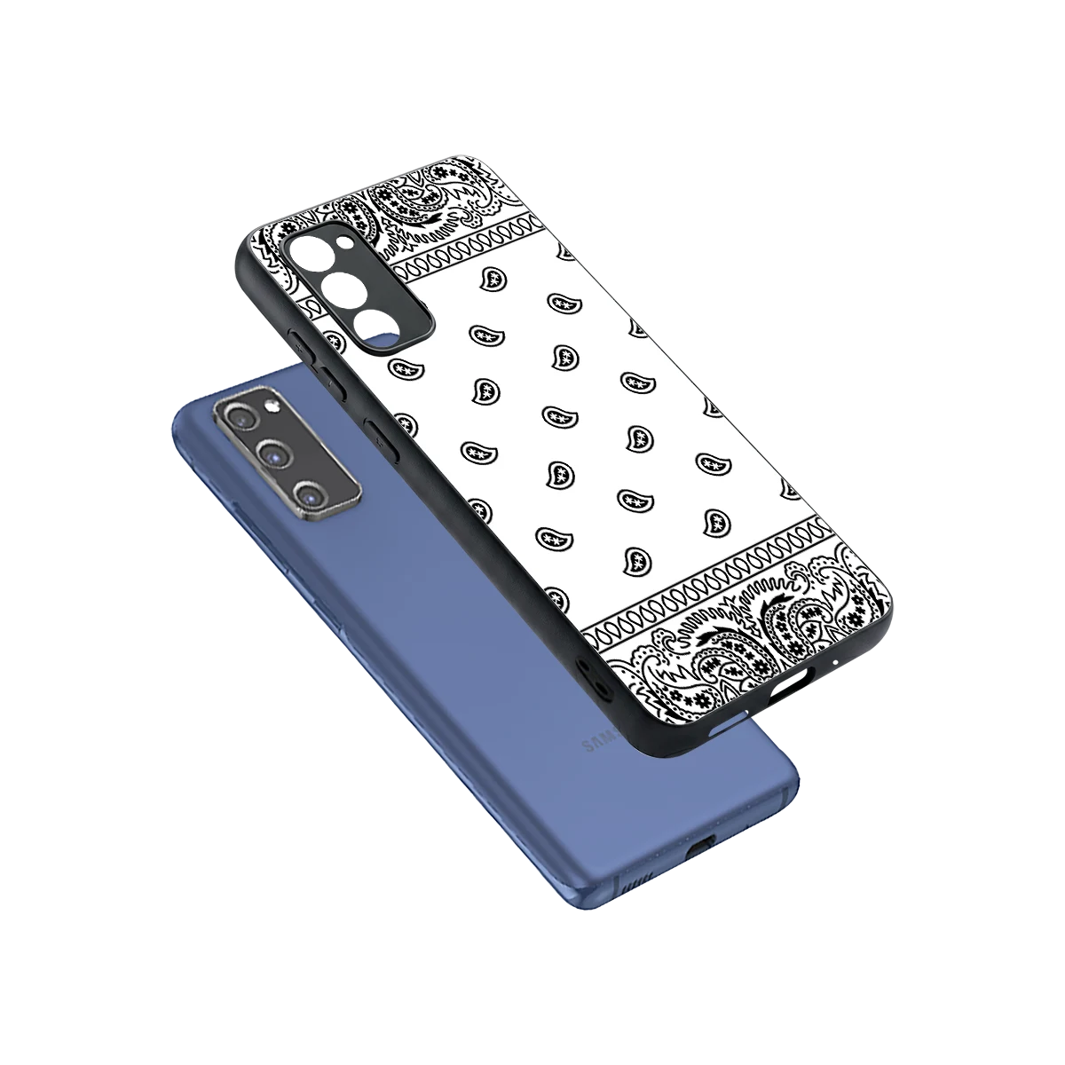 Paisley White sleek samsung galaxy s20 fe cover with tempered glass back and TPU edges