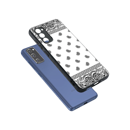 Paisley White sleek samsung galaxy s20 fe cover with tempered glass back and TPU edges