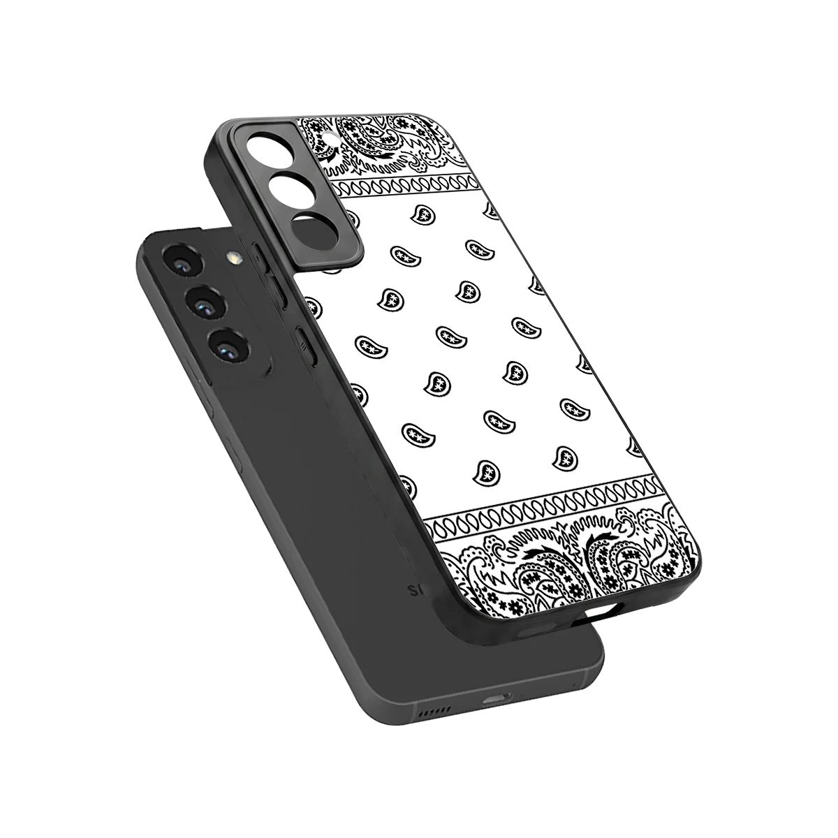 Paisley White sleek samsung galaxy s22 cover with tempered glass back and TPU edges