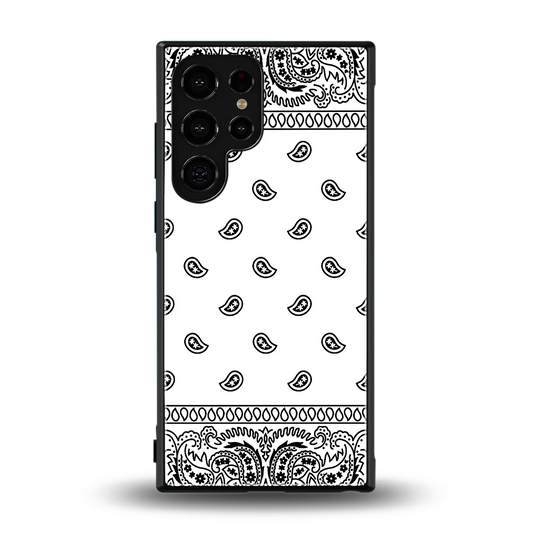 Paisley White back phone cover | glass case for samsung galaxy s23 ultra