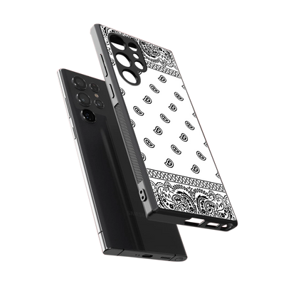 Paisley White sleek samsung galaxy s23 ultra cover with tempered glass back and TPU edges