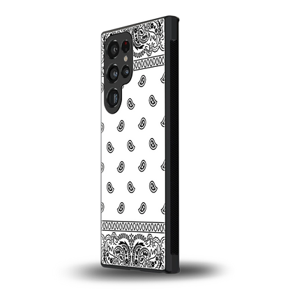 Paisley White samsung galaxy s24 ultra mobile cover | shockproof glass phone case