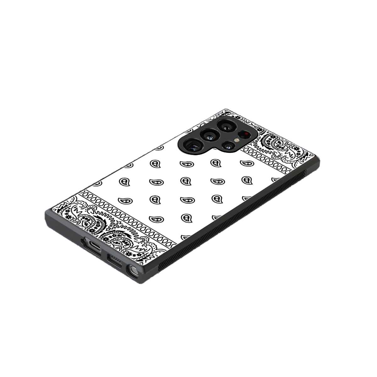 Paisley White stylish phone case for samsung galaxy s24 ultra | glossy glass and slim fit