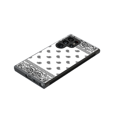 Paisley White stylish phone case for samsung galaxy s24 ultra | glossy glass and slim fit
