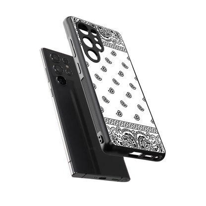 Paisley White sleek samsung galaxy s25 ultra cover with tempered glass back and TPU edges